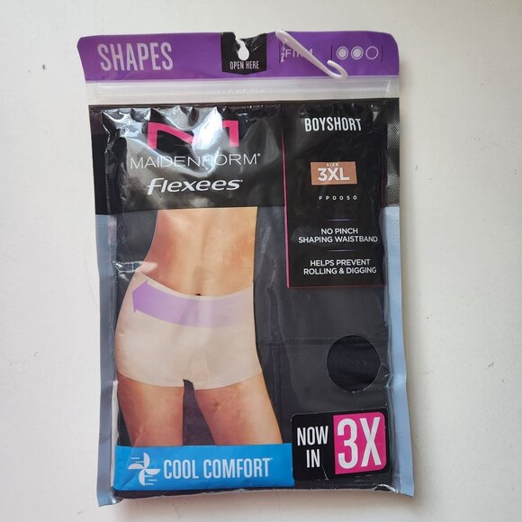 Maidenform Flexees Cool Comfort Boyshort Shapewear 3XL No Pinch Waistband BLACK - Picture 1 of 7